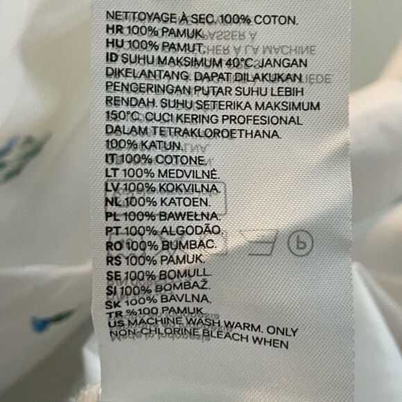 H&M Smocked Bodice Maxi Dress White Wildflower Collection White Blue Print L - Picture 9 of 10